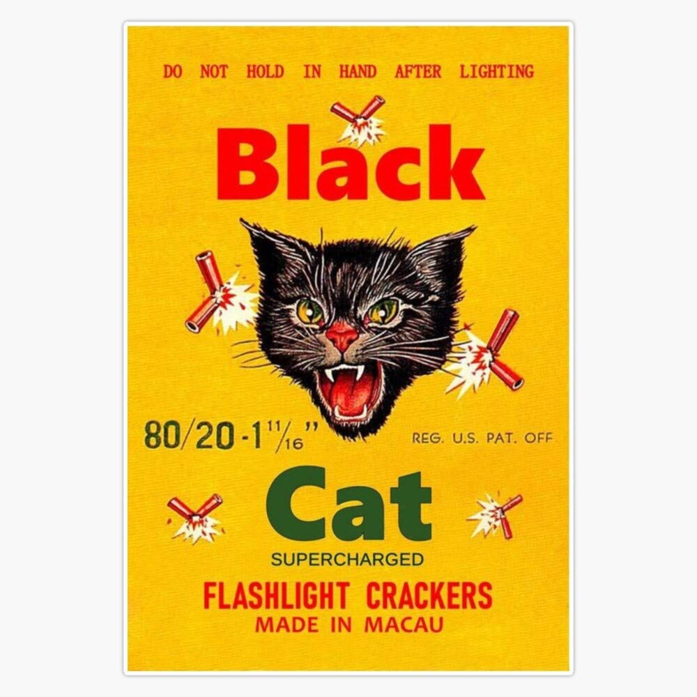 50s USA ビンテージ　Black Cat Fireworks バナー VINTAGE BLACK CAT FIRECRACKER LABEL MADE IN CHINA 1 1/2 16 | eBay
